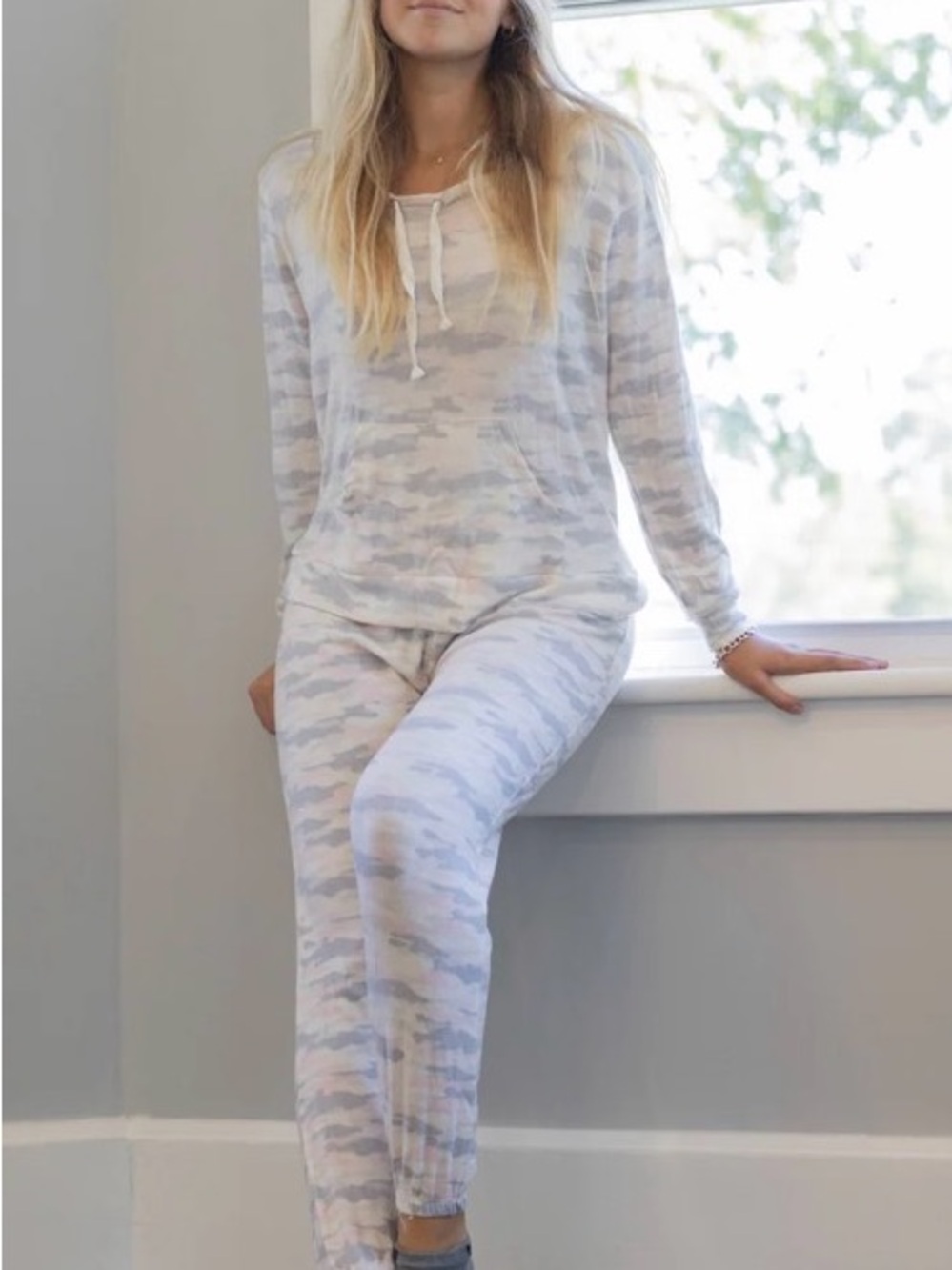EUC You Love Pink & Gray Camouflage Loungewear Set